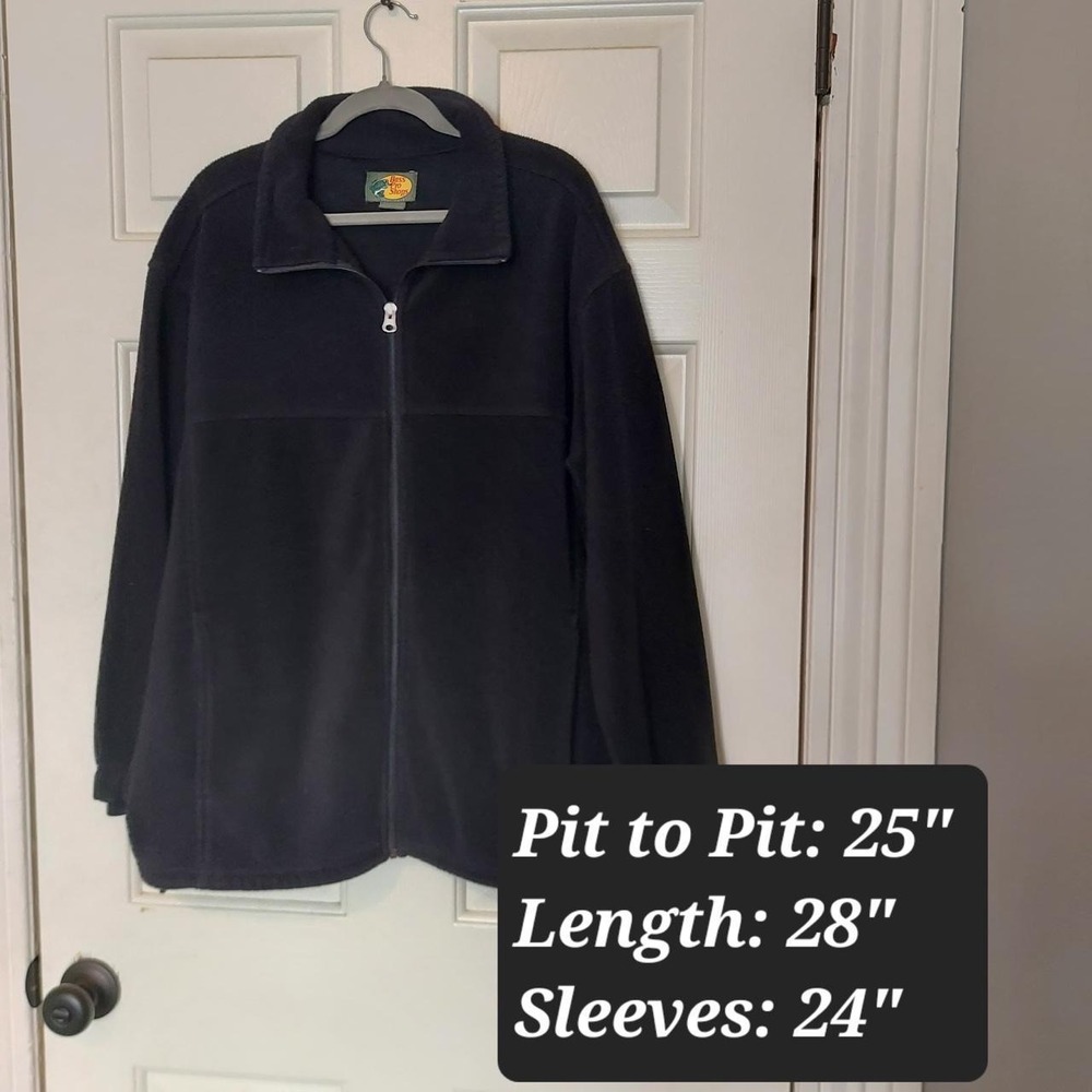 Bass Pro Shops Mens Navy Blue Full Zip Fleece Jacket Outdoor Hunting Size L
